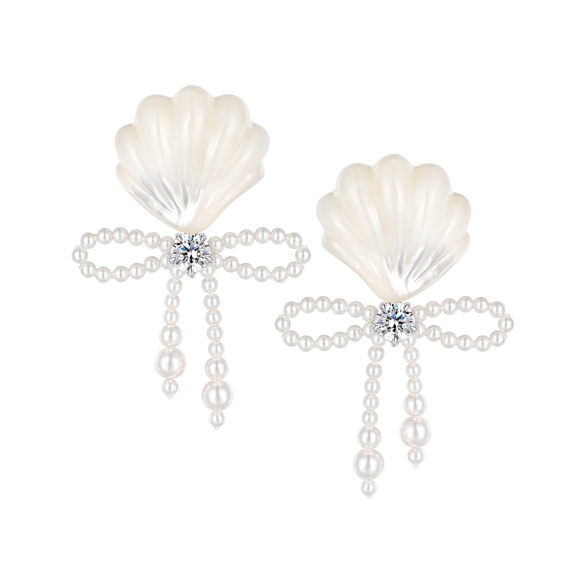 YVMIN carved shell pearl bow stud earrings featuring island-inspired design and delicate craftsmanship.