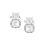 Paradise / Mini Cat Head Mother-of-Pearl Gem Stud Earrings