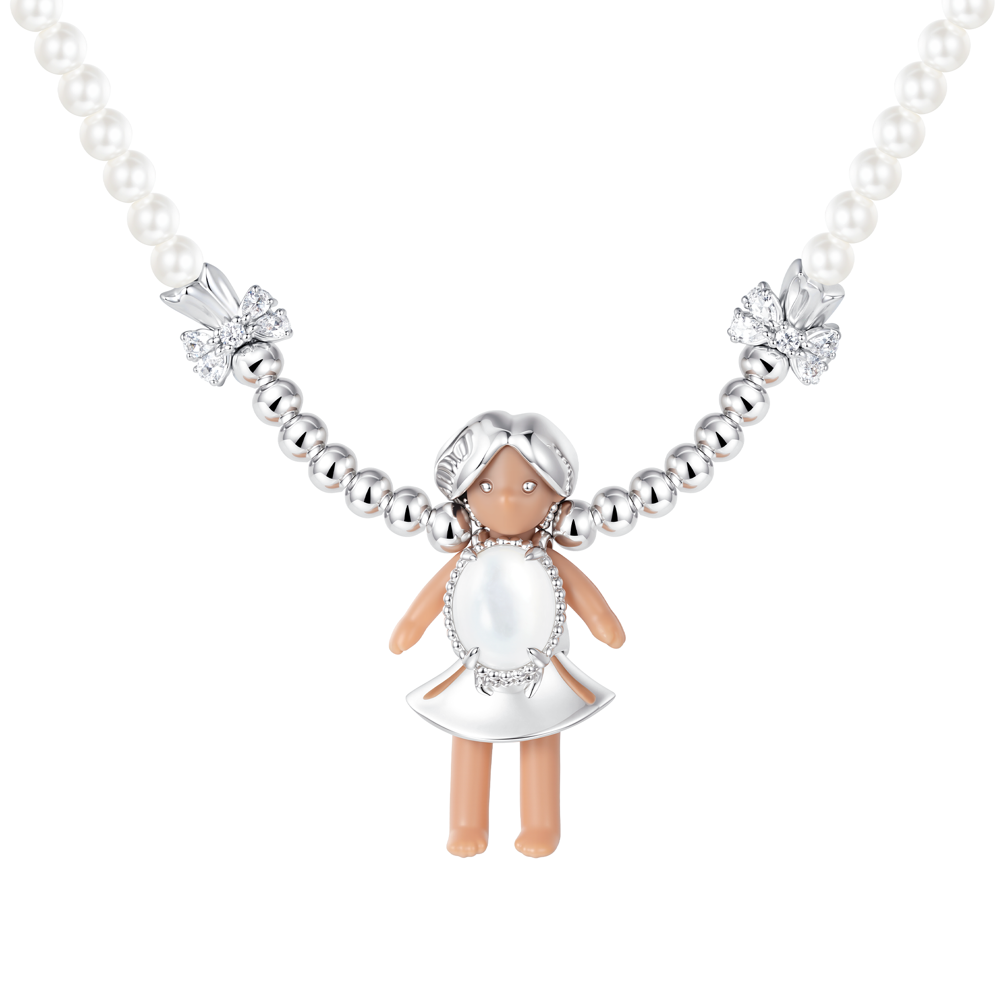Paradise / Medium Pearl Braided Girl Necklace