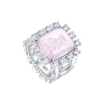 YVMIN Paradise Wide Strawberry Crystal Bear Ring featuring sparkling strawberry-shaped crystals and a detailed bear design.