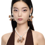 Paradise / Pave Bowknot Plush Puppy Earring