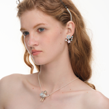 Paradise / Gem Flower Bow Stud Earrings
