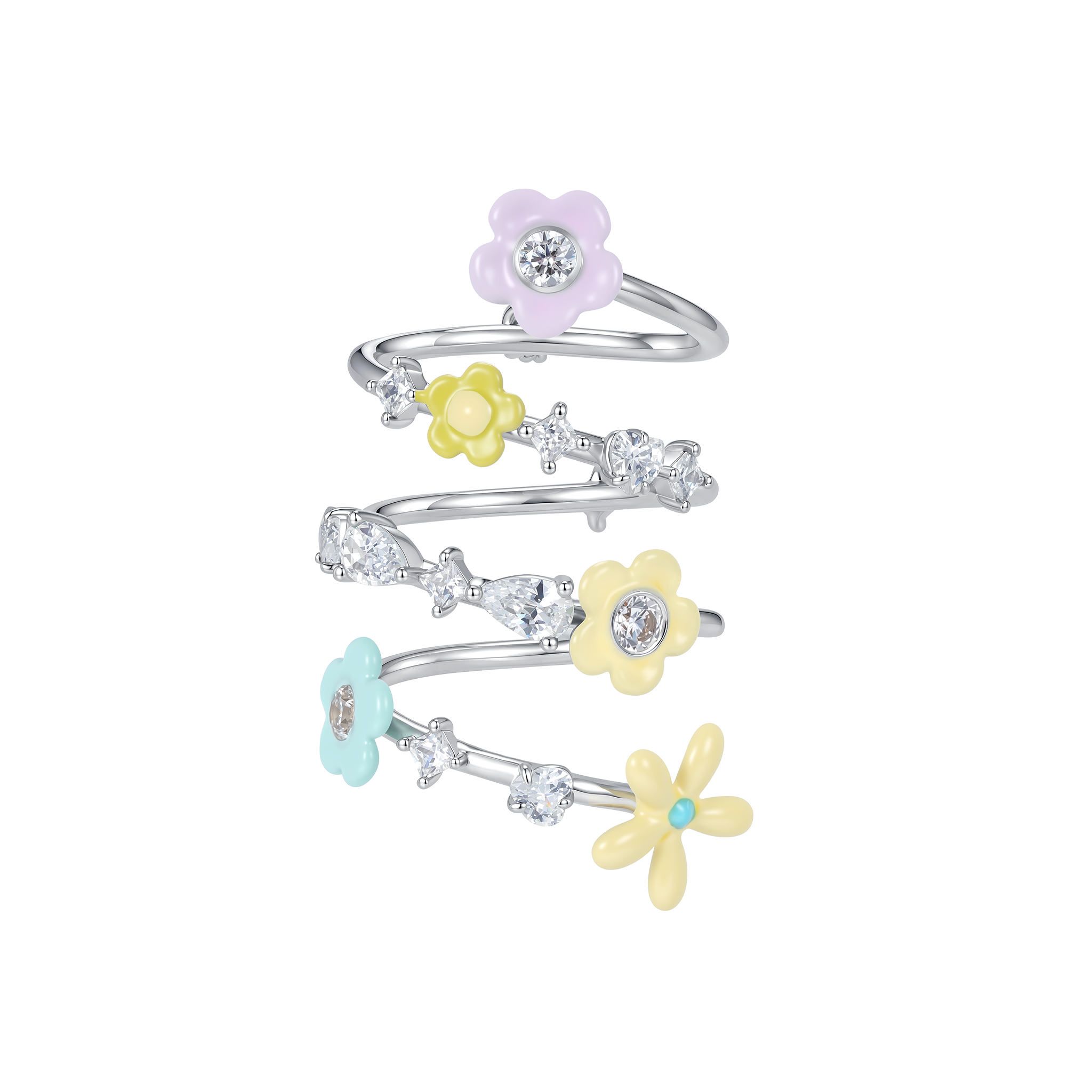 Paradise / Floral Pavé Spiral Ring
