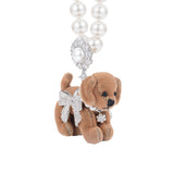 Paradise / Pave Bowknot  Puppy Pearl Necklace