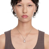 YVMIN Paradise Crystal Bear Square Pendant Necklace featuring a sparkling crystal bear charm on a silver chain