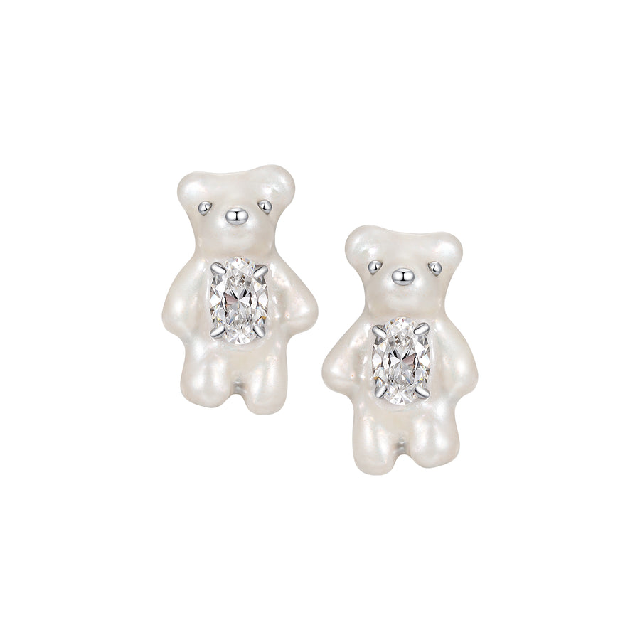 Paradise / Mini Pearlescent Bear Earrings