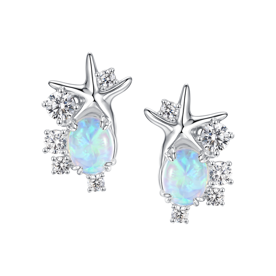 Tasty / Starfish Opal Silver Stud Earring
