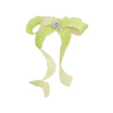 Paradise / Apple Peel Leather Bow Gemstone Earring