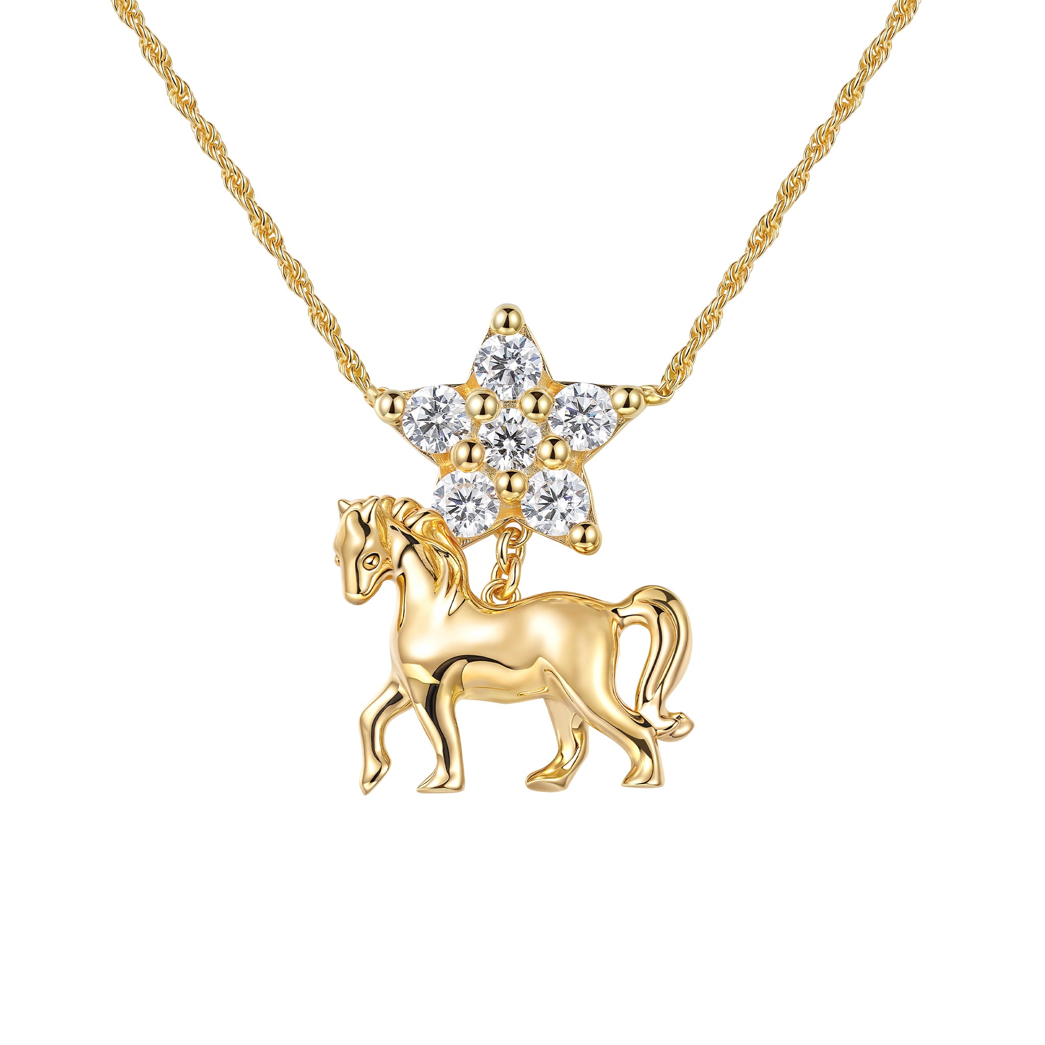 Paradise / Metal Pony Pave Star Chain Necklace