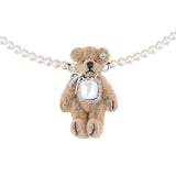 Paradise / Square Stone Plush Bear Pearl Necklace