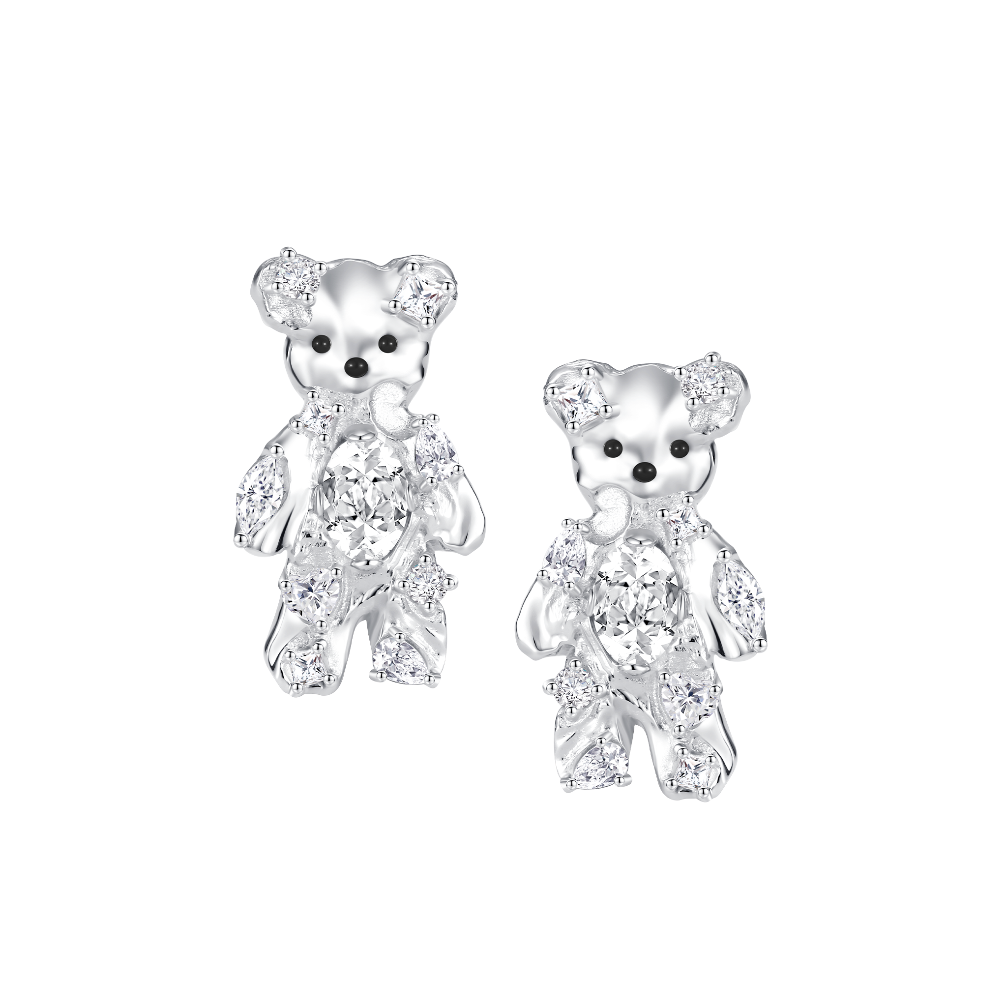 Paradise / Coin Bear Gem Stud Earrings