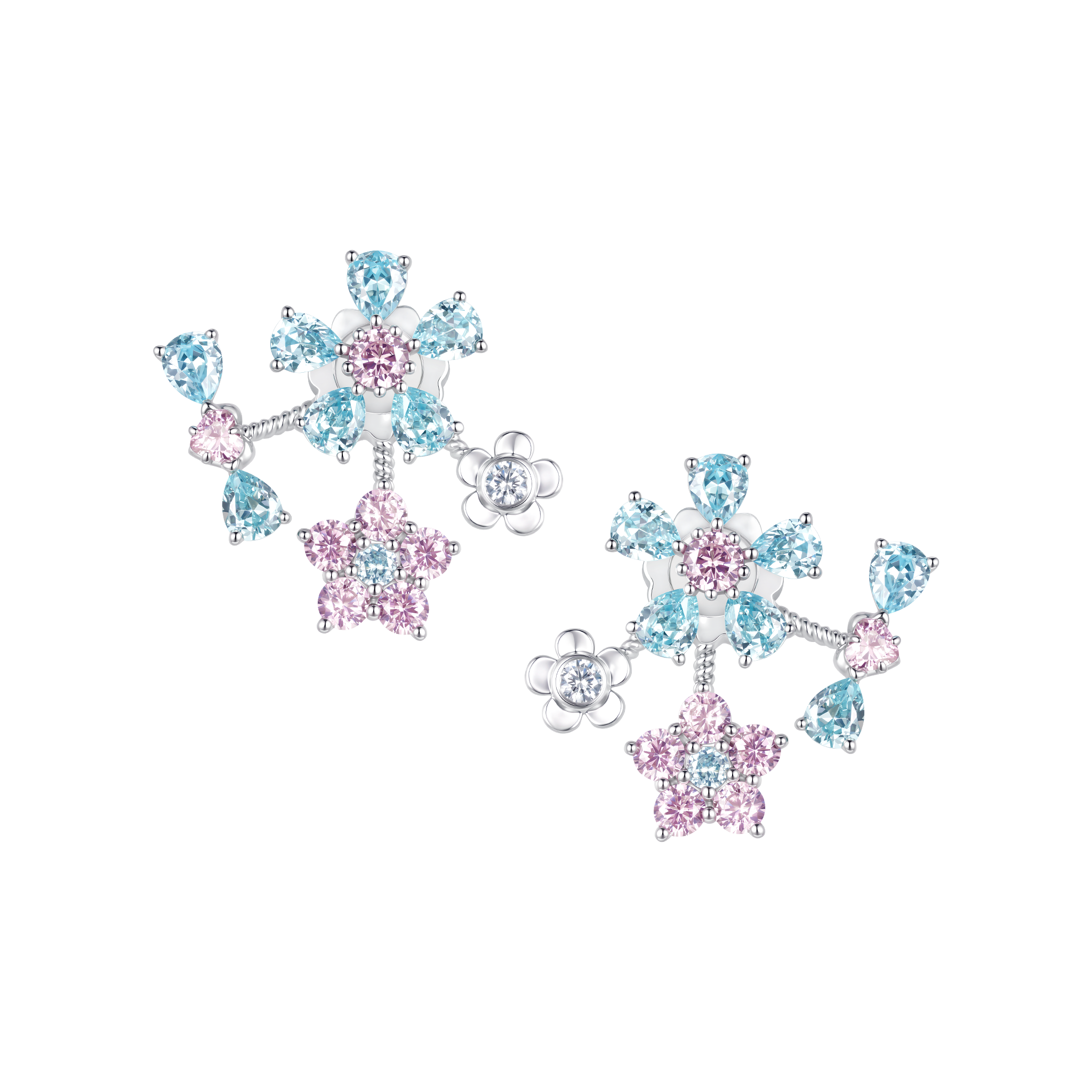 YVMIN Paradise Gem Flower Bow Stud Earrings featuring colorful gemstone flower and bow design, jewelry for pierced ears