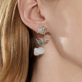 Island / Carved Conch Rose Stud Earrings