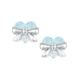 Paradise / Heart Bow Stud Earrings