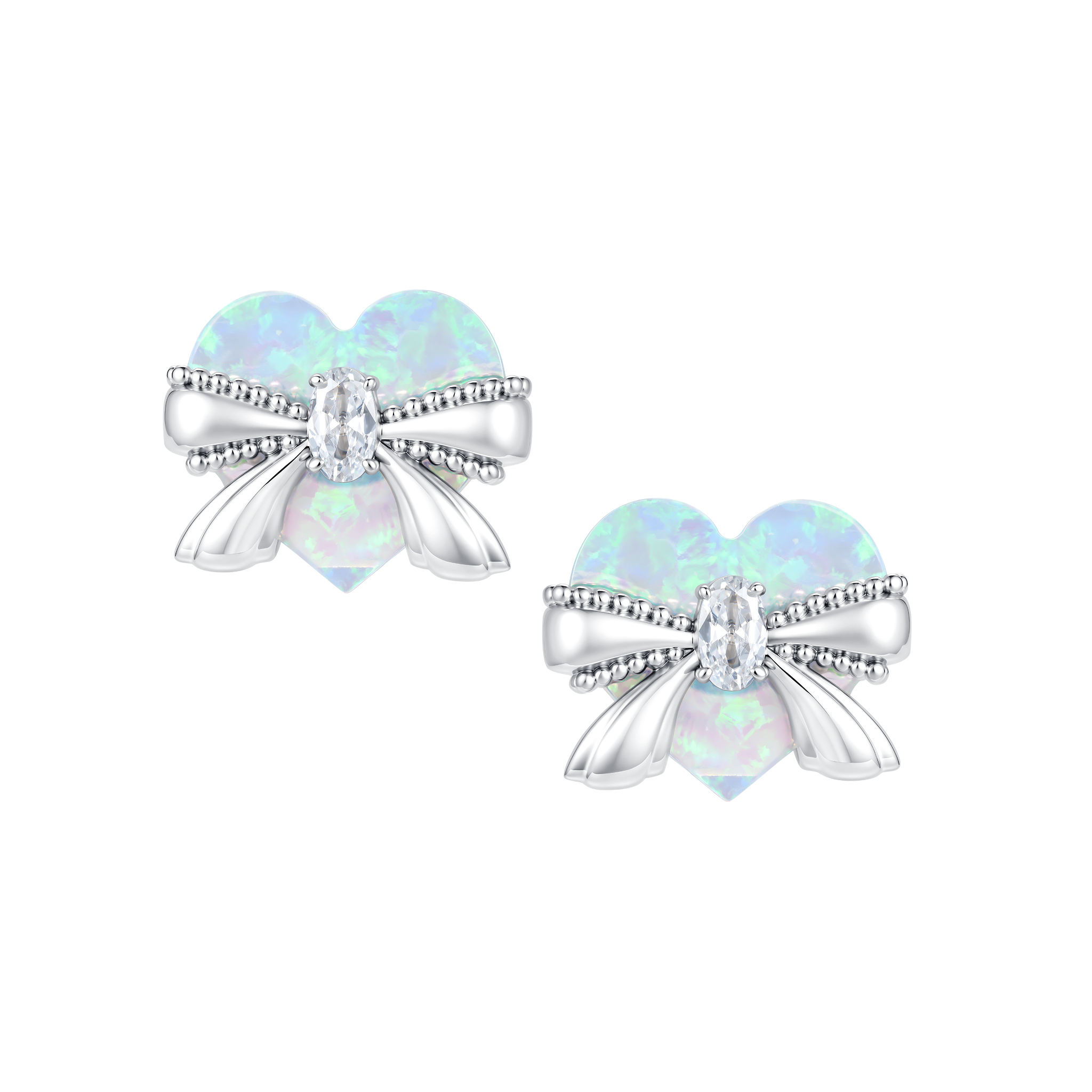 Paradise / Heart Bow Stud Earrings