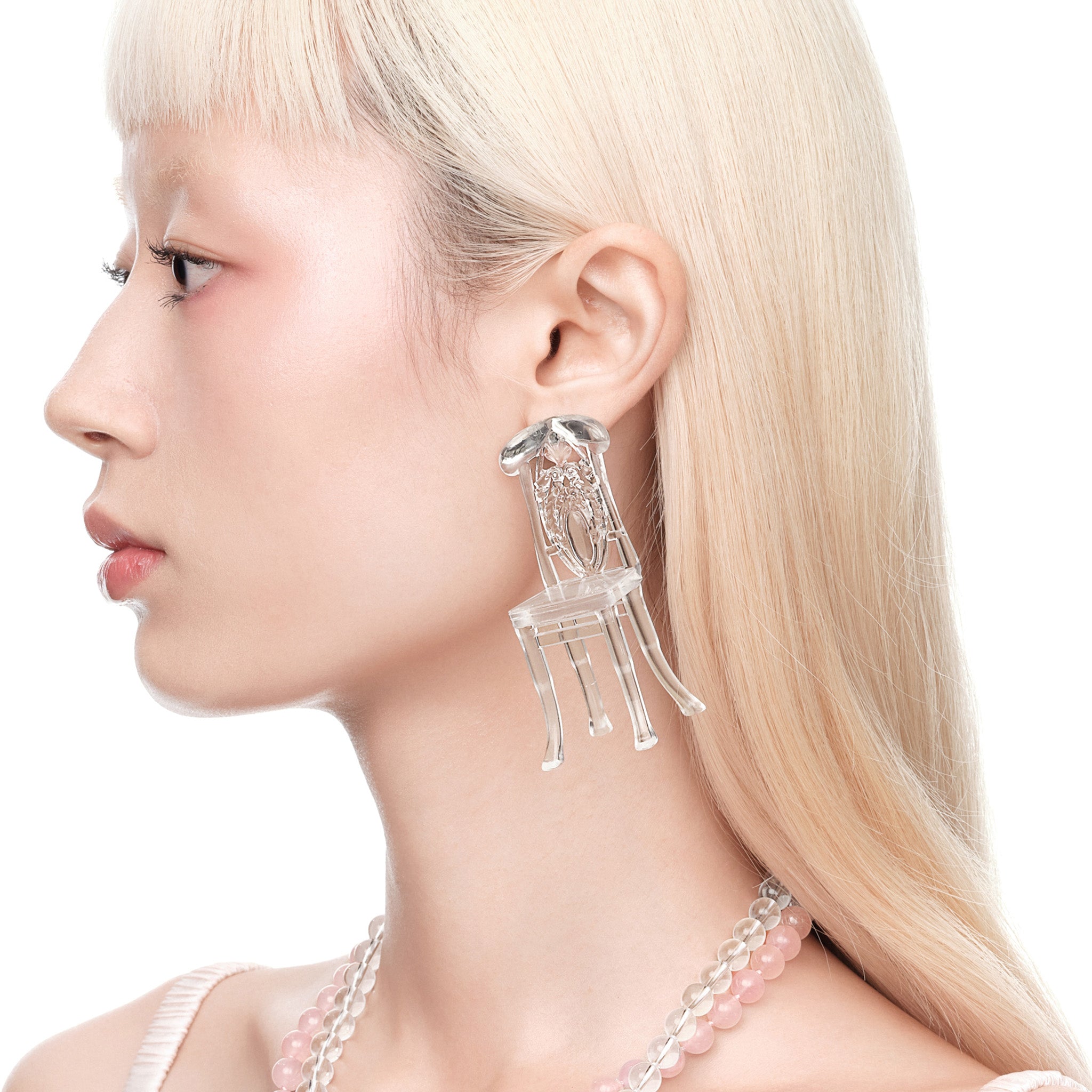 YVMIN X Ashley Williams chair-shaped statement earrings with gold-tone detailing and modern design, stylish accessory for trendy outfits.