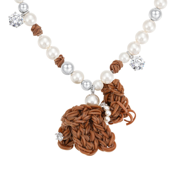 YVMIN X SHUSHUTONG / Rubber Band Puppy Pearl Necklace