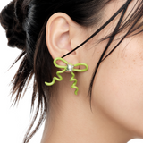YVMIN Paradise Vines Bowknot Earring featuring delicate vine and bow design in gold-tone metal, perfect for elegant accessories.