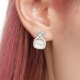 Paradise / Mini Cat Head Mother-of-Pearl Gem Stud Earrings