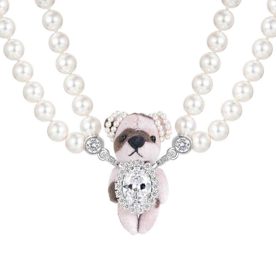 Paradise / Polka Dot Plush Bear Necklace