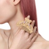 YVMIN X Ashley Williams crying bear comb ring in silver-tone metal with detailed bear design
