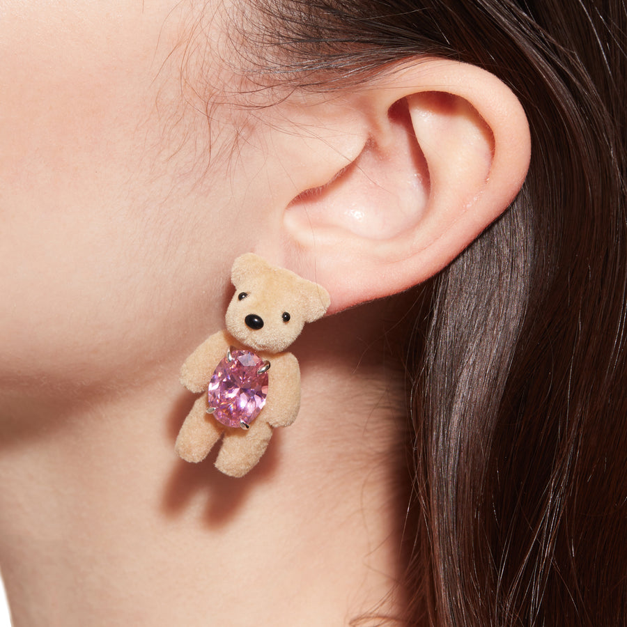 Paradise / Flocked Bear Gemstone Earring