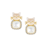 Paradise / Mini Cat Head Mother-of-Pearl Gem Stud Earrings