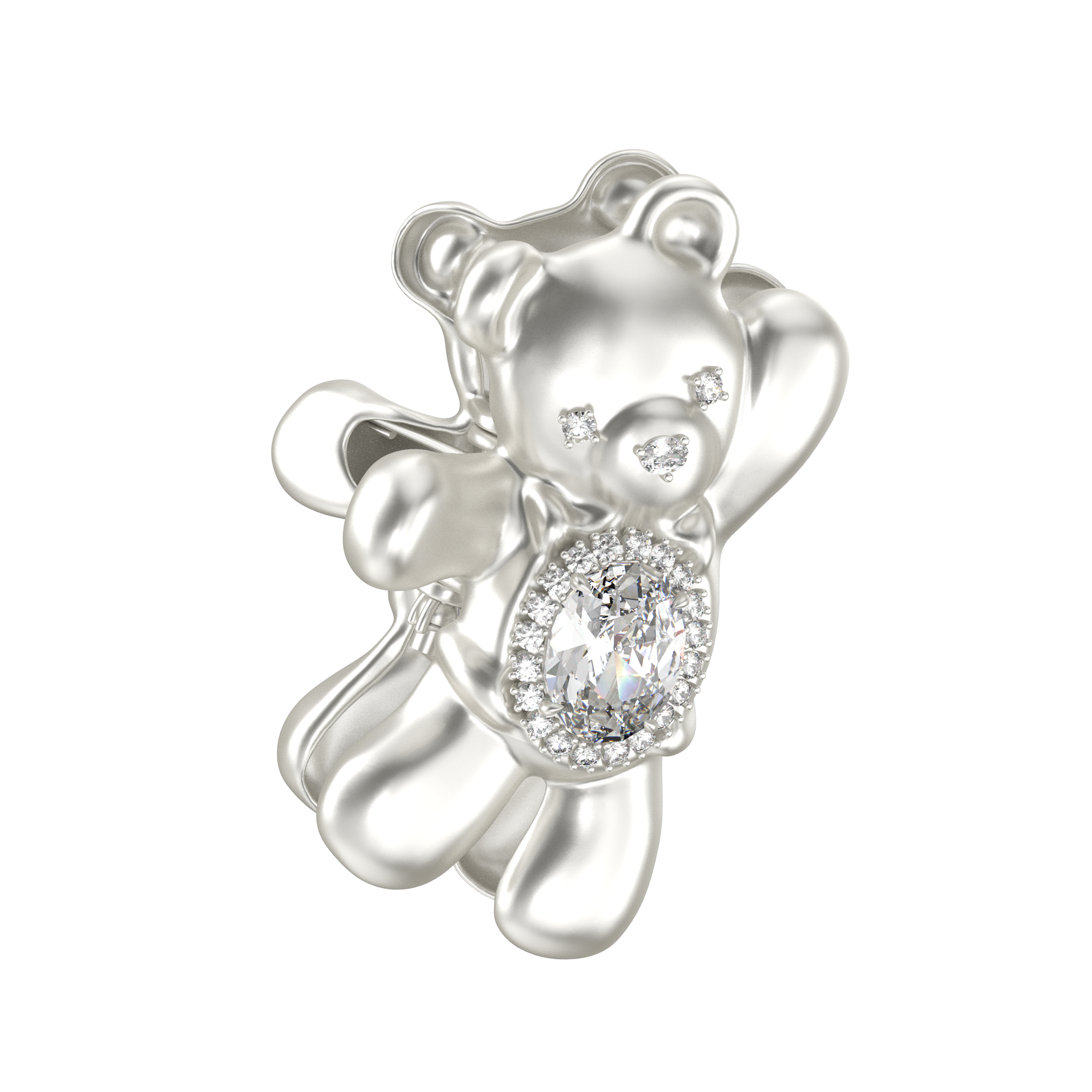 YVMIN Paradise Waving Bear Metal Hair Claw Clip with bear design and shiny silver finish, stylish hair accessory for everyday wear