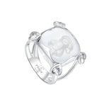 YVMIN Paradise Four-Claw Crystal Bear Ring featuring a sparkling crystal bear design on a silver band.