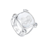 YVMIN Paradise Four-Claw Crystal Bear Ring featuring a sparkling crystal bear design on a silver band.