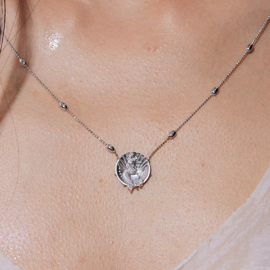 Mermaid / Silver Coin Long Necklace