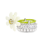 YVMIN Paradise Daisy Gemstone Ring featuring a delicate floral design with colorful gemstones on a silver band.
