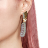 YVMIN X Ashley Williams Meteor Comb Stud Earrings with celestial-inspired metal design