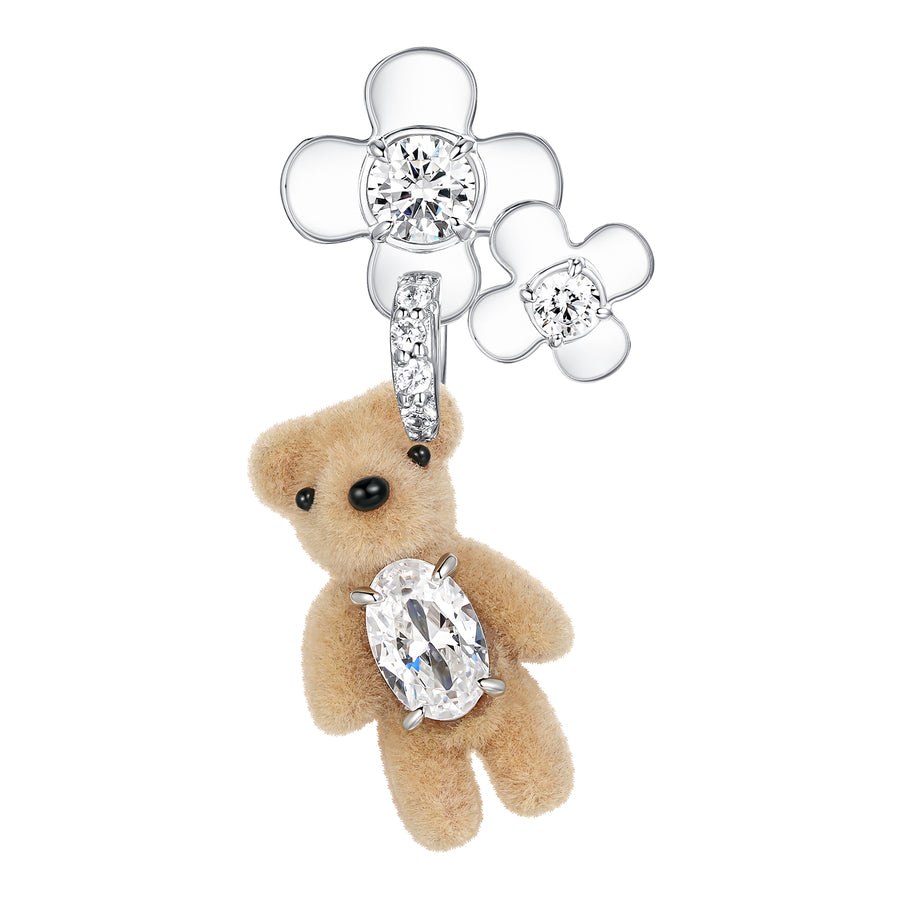 Paradise / Mini Flocked Bear Flowers Earring