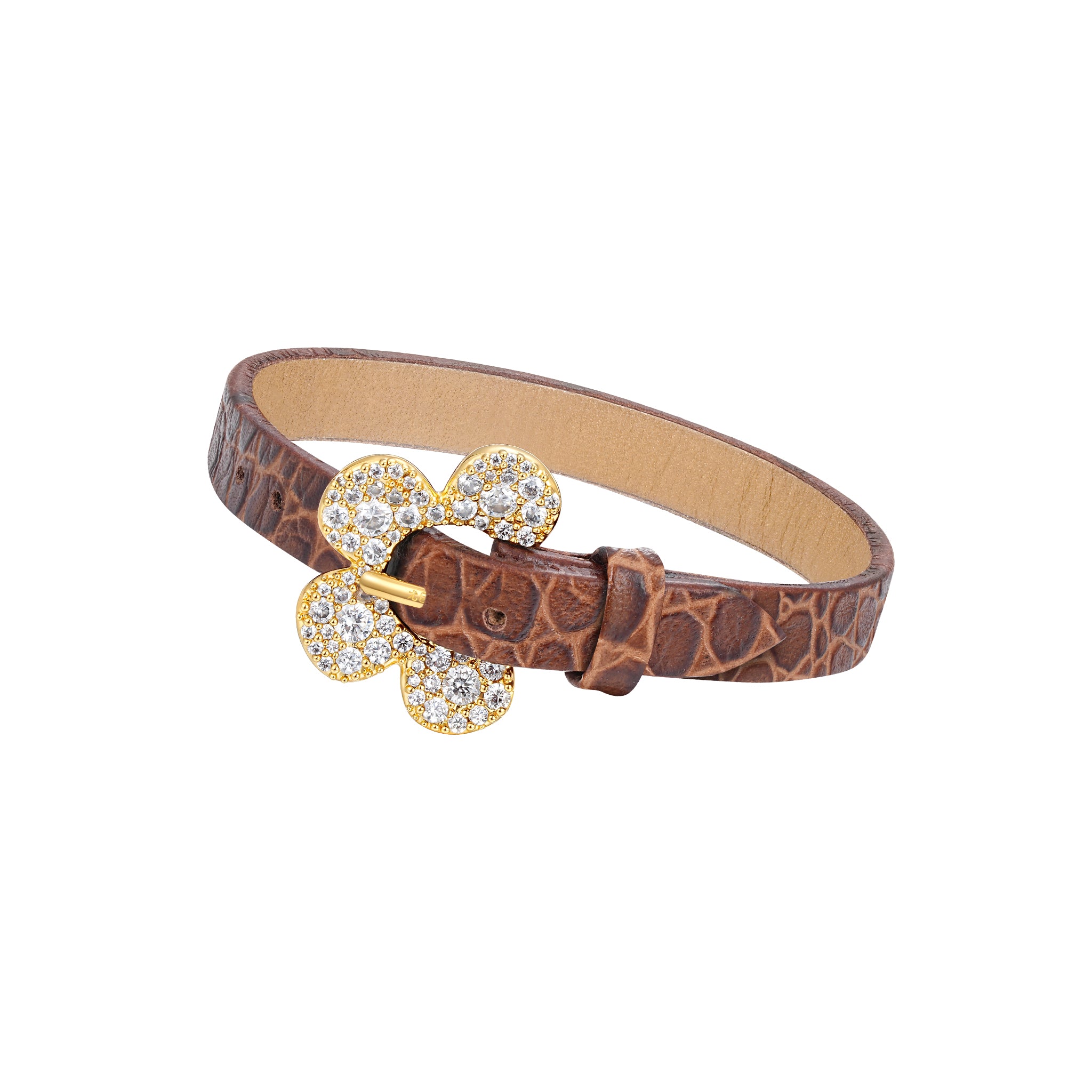 Paradise / Pave Flower Buckle Belt Bracelet