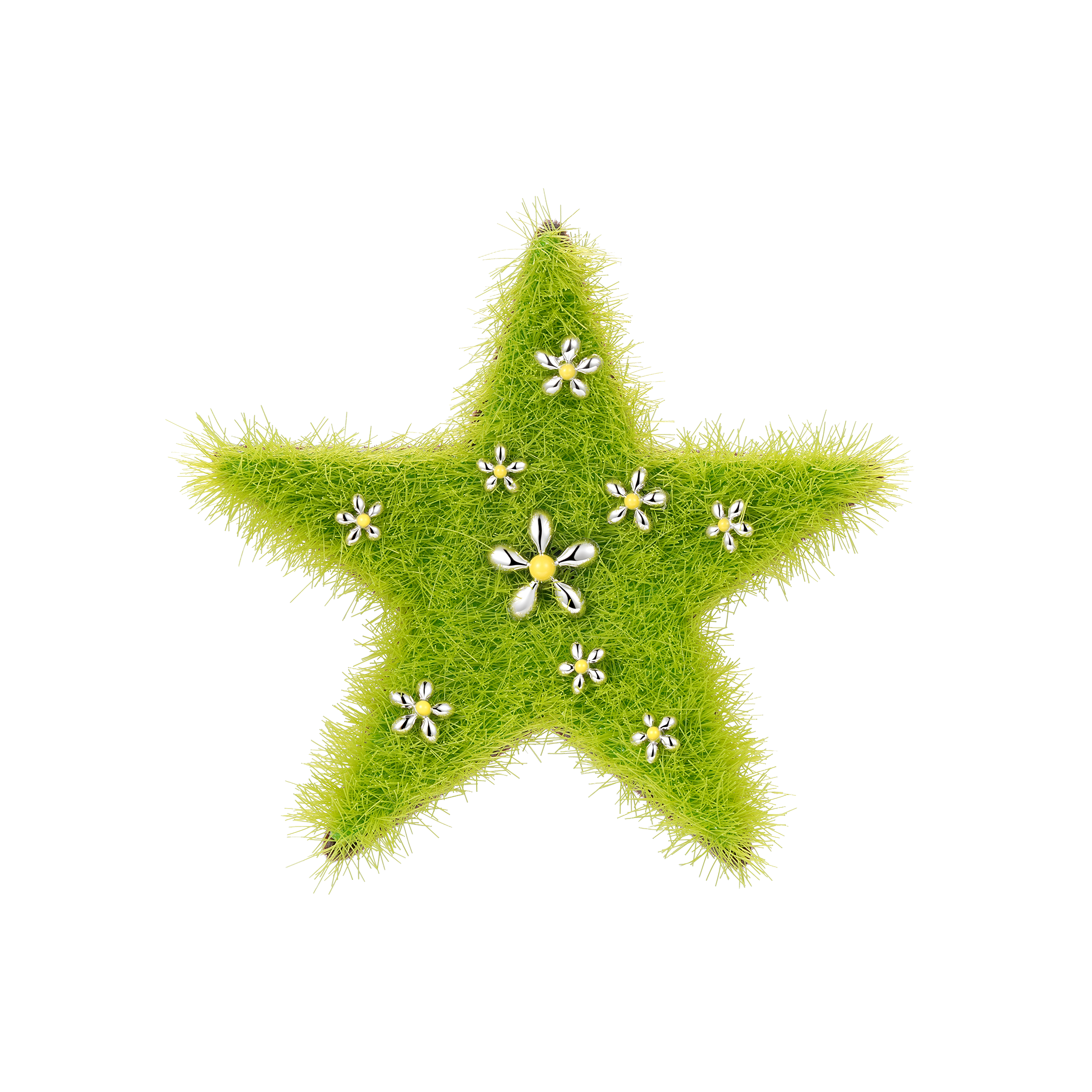 YVMIN Paradise Grass Star Stud Earring with gold-tone finish, small star and grass design, suitable for pierced ears.