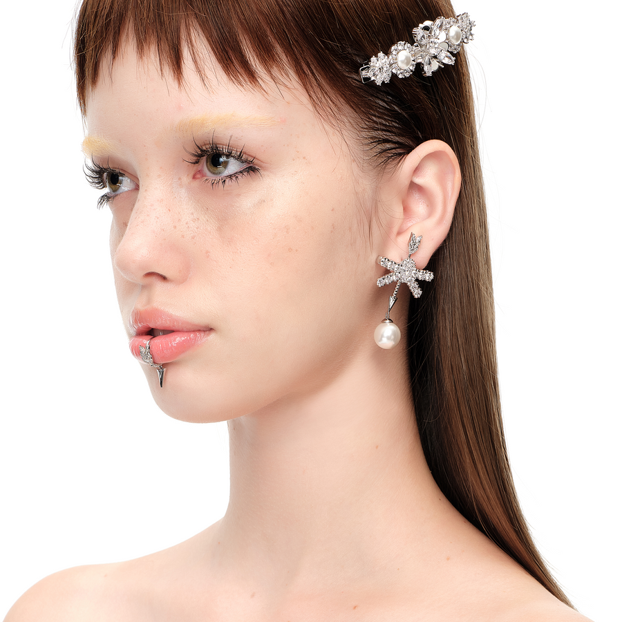 YVMIN X SHUSHUTONG / Gemstone Bow Pearl Arrow  Earring