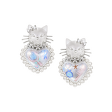 Paradise / Cat Heart Pearl Flower Earrings