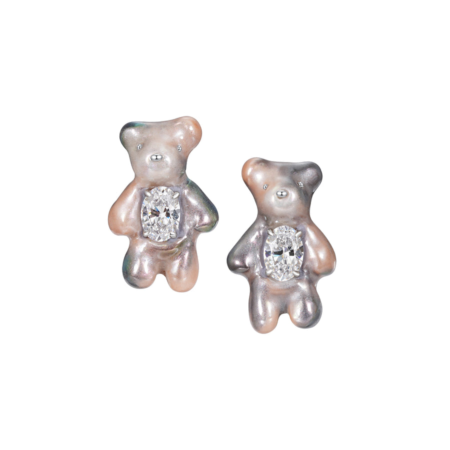 Paradise / Mini Pearlescent Bear Earrings