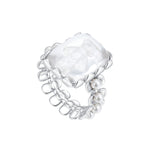 YVMIN Paradise Crystal Bear Lace Pearl Ring featuring a detailed bear and lace design with pearl accents on sterling silver