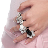 Paradise / Pave Flower Buckle Belt Ring