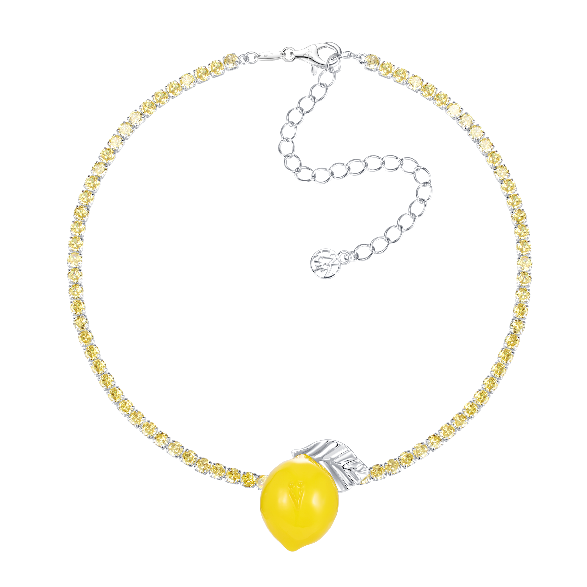 Shop YVMIN  Lemon Necklace. Iconic jewelry worn by aespa members Karina, Winter, Giselle, and Ningning. Elevate your K-pop fashion with this futuristic style.