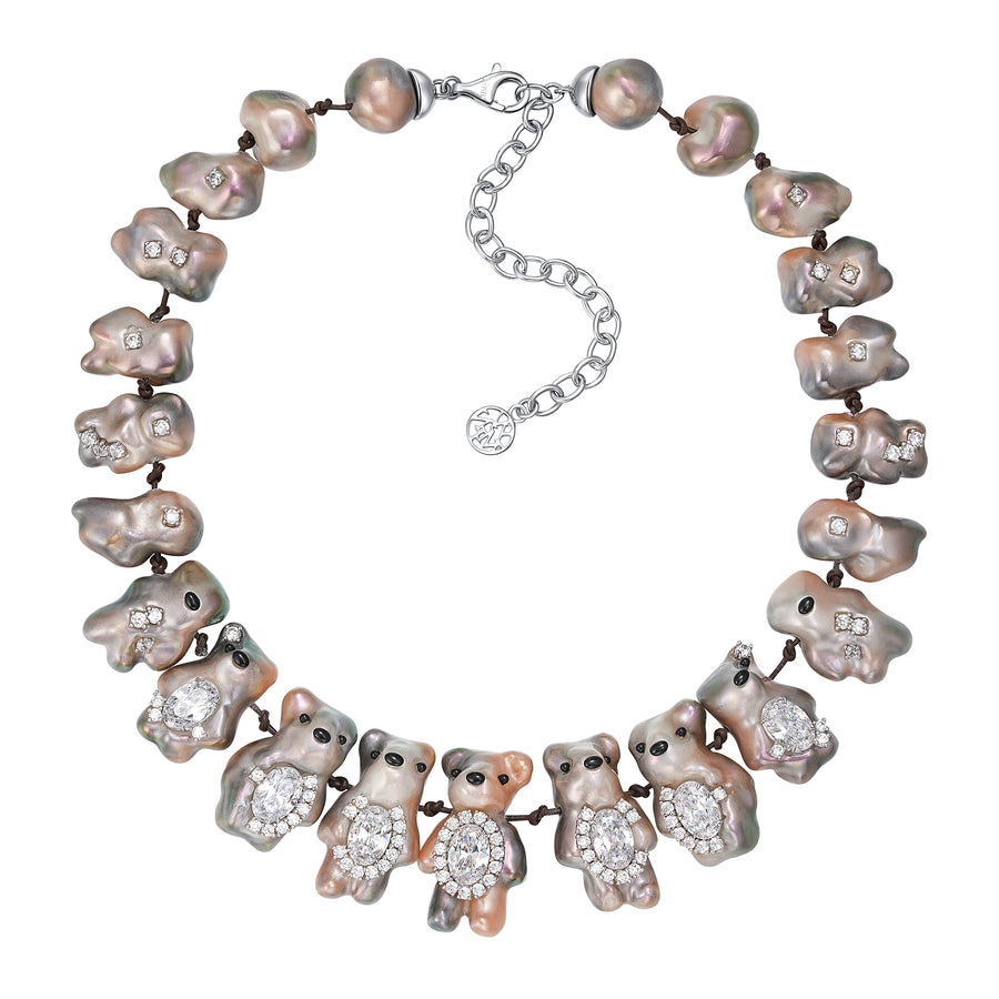 Paradise / Multi-Colored Mini Pearlescent Bear Pearl Necklace