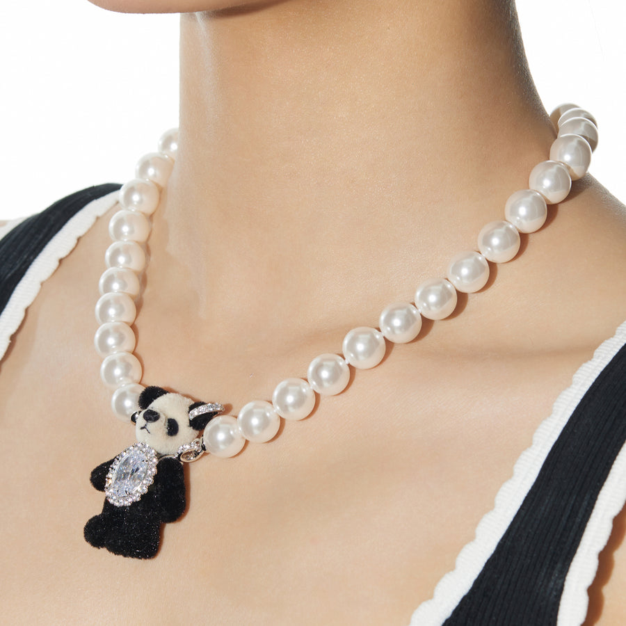 Paradise / Plush Panda Pearl Chain Necklace