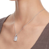 YVMIN Paradise Crystal Bear Square Pendant Necklace with sparkling crystal bear charm on a silver chain.
