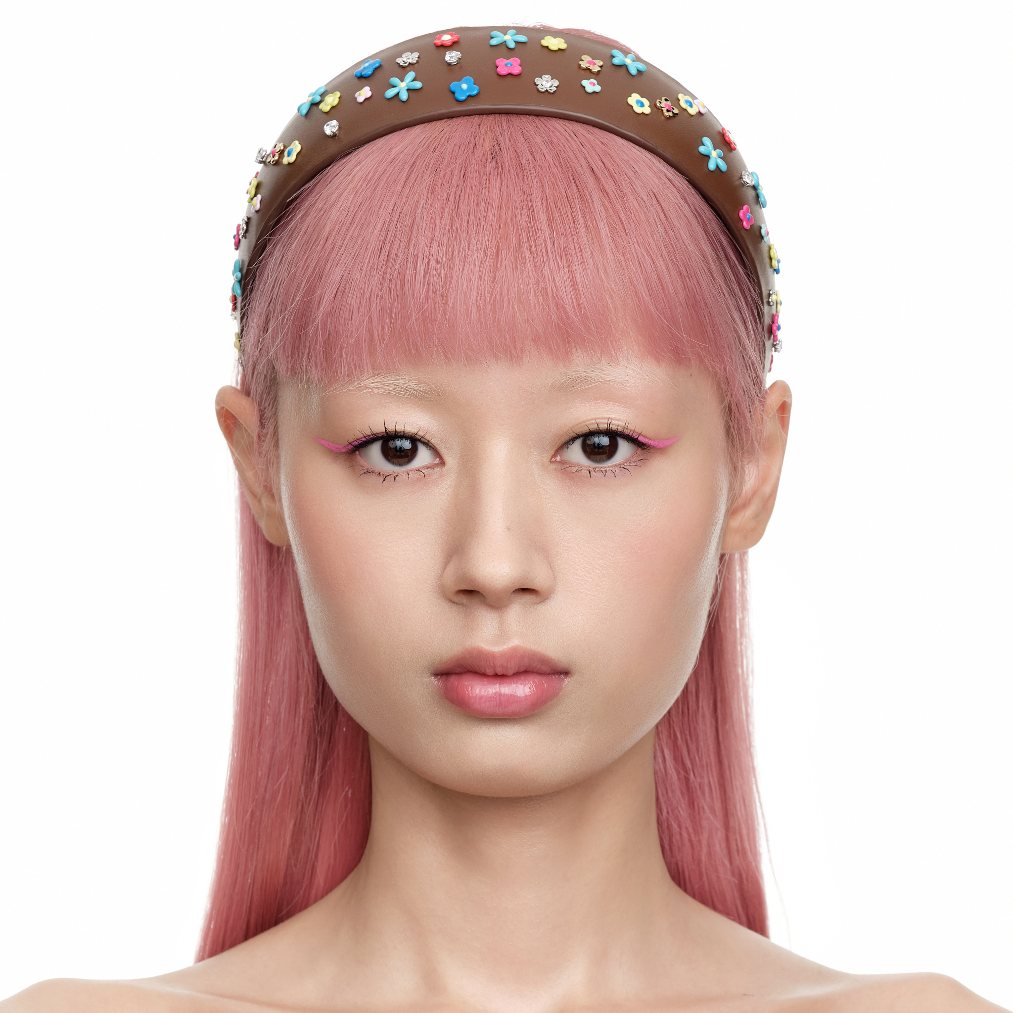 YVMIN Paradise floral pavé leather headband with colorful floral accents and elegant design for stylish hair accessories.