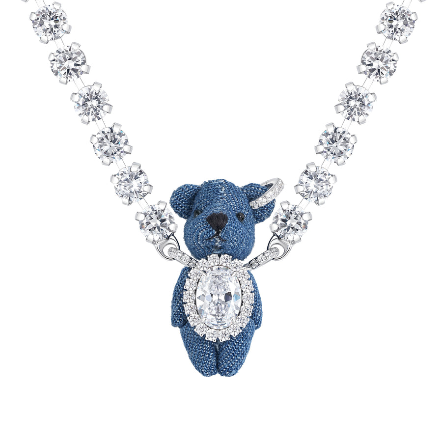 Paradise / Denim Bear Necklace