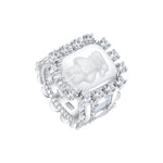 YVMIN Paradise Wide Strawberry Crystal Bear Ring featuring a large crystal-studded bear design on a silver band
