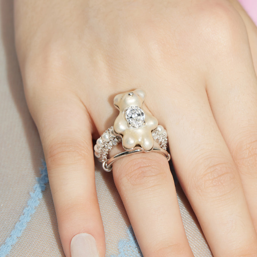 Paradise / Mini Pearlescent Bear Layers Ring