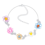 YVMIN X SHUSHUTONG / Rubber Band Flower Gemstone Leaf Necklace